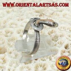 Voller Schlangensilberring mit Goldplatte über dem Kopf