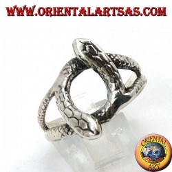 Silberner Ring mit 2 Schlangen, die sich drehen