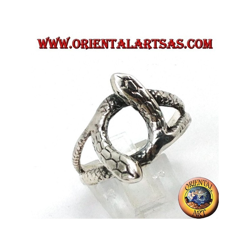 Bague en argent avec 2 serpents qui tournent