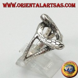 Silberner Ring mit 2 Schlangen, die sich drehen