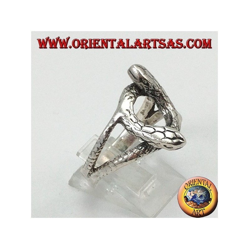 Anello in argento con 2 serpenti che si ruotano