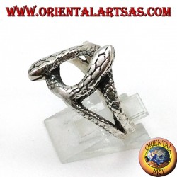 Anillo de plata con 2 serpientes que giran