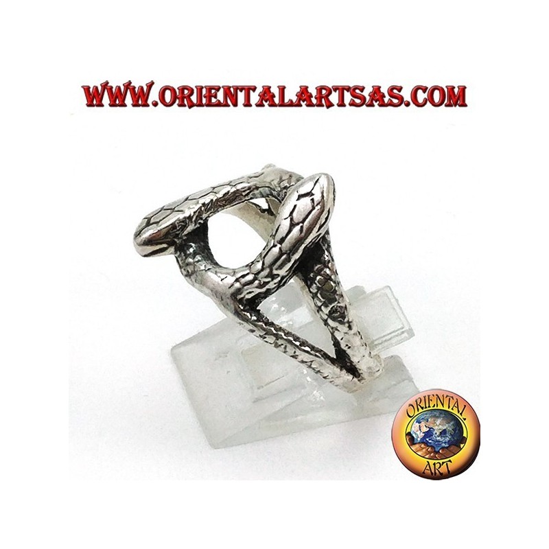 Anello in argento con 2 serpenti che si ruotano