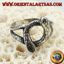 Silberner Ring mit 2 Schlangen, die sich drehen