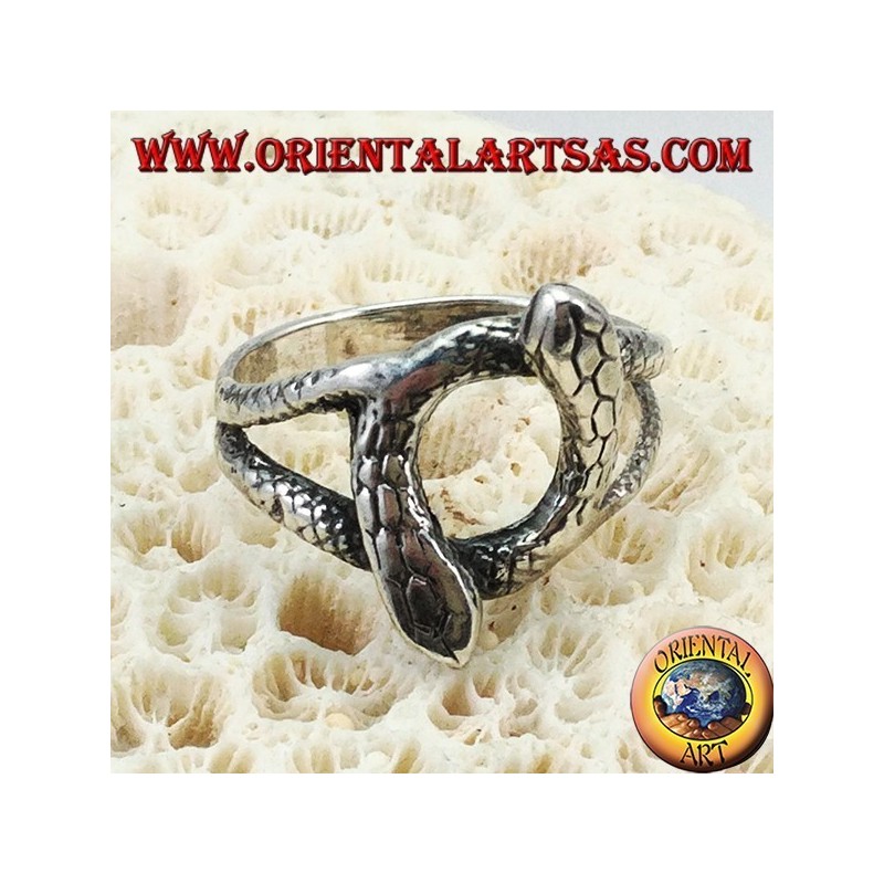 Bague en argent avec 2 serpents qui tournent