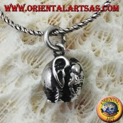 Silver elephant pendant with three-dimensional down proboscis
