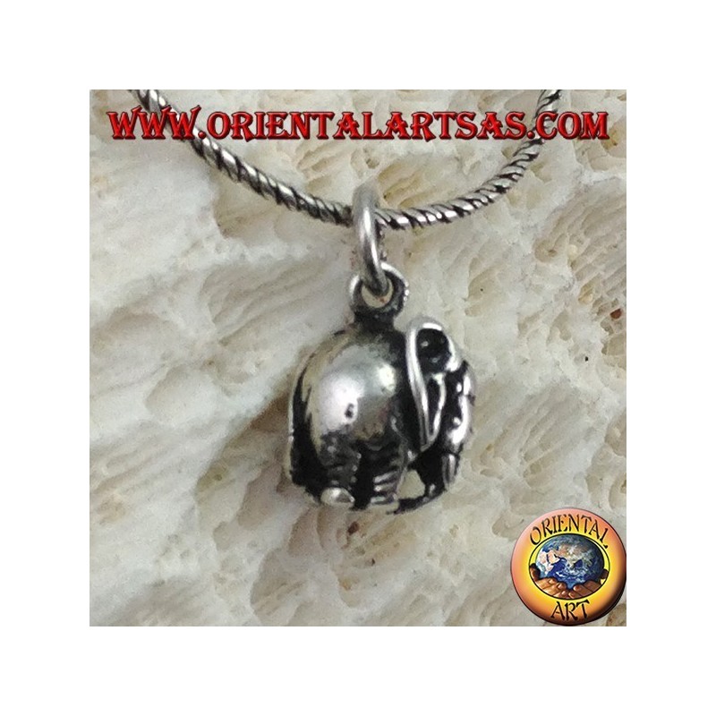Pendentif éléphant en argent avec proboscis tridimensionnel