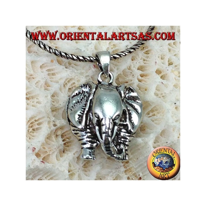 Silver elephant pendant with proboscis down