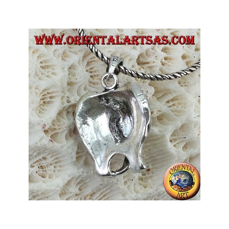 Silver elephant pendant with proboscis down