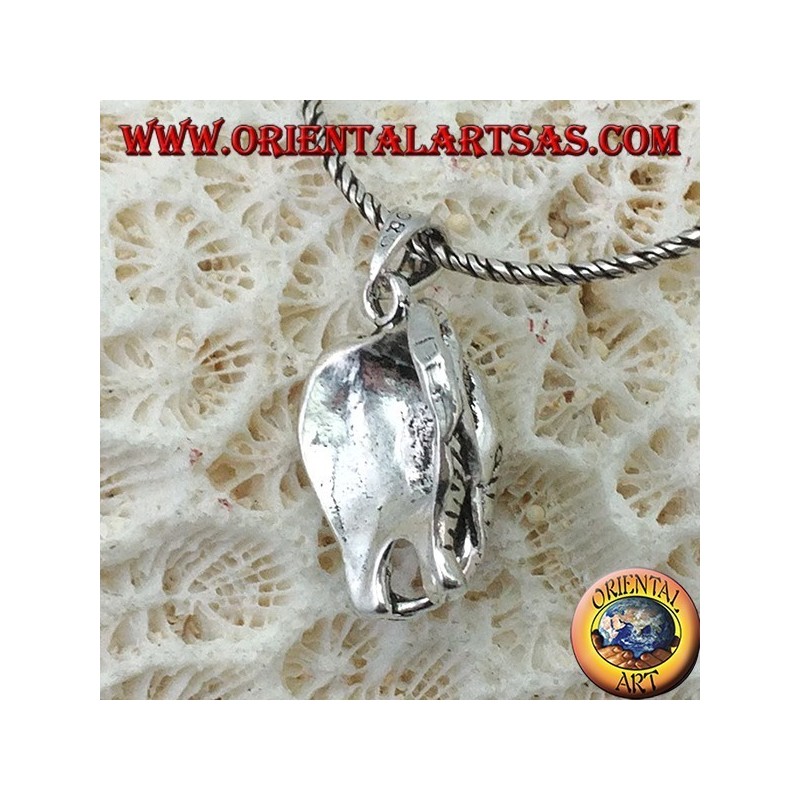 Silver elephant pendant with proboscis down
