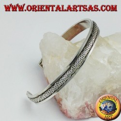 Starre Armband in 925 Silber mit einem geflochtenen Einsatz