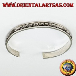 Rigid bracelet in 925 silver with a twisted braided insert