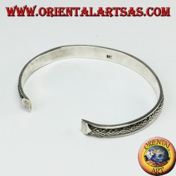 Pulsera rígida en plata 925 con una inserción trenzada trenzada