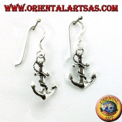 Pendientes colgantes en forma de ancla en plata