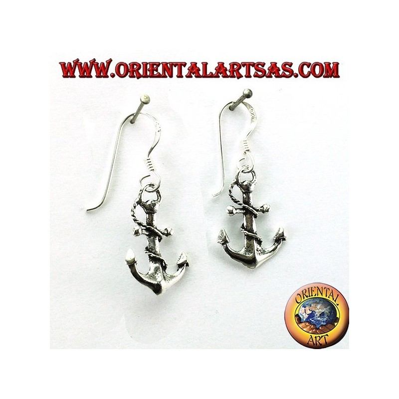 Orecchini pendenti a forma di àncora in argento