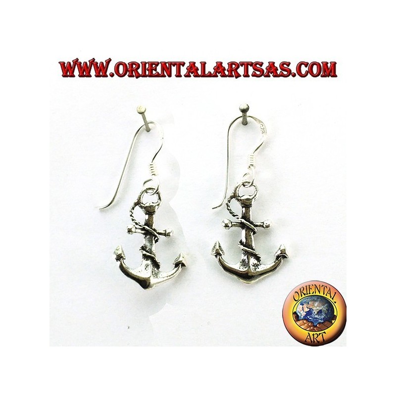Pendants d'oreilles en forme d'ancre en argent