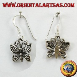 Silver earrings in the shape of a butterfly
