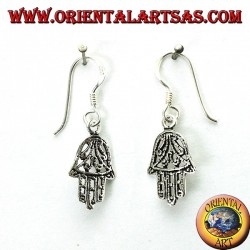 Ohrringe in 925 Silber Hand von Fatima durchbohrt klein