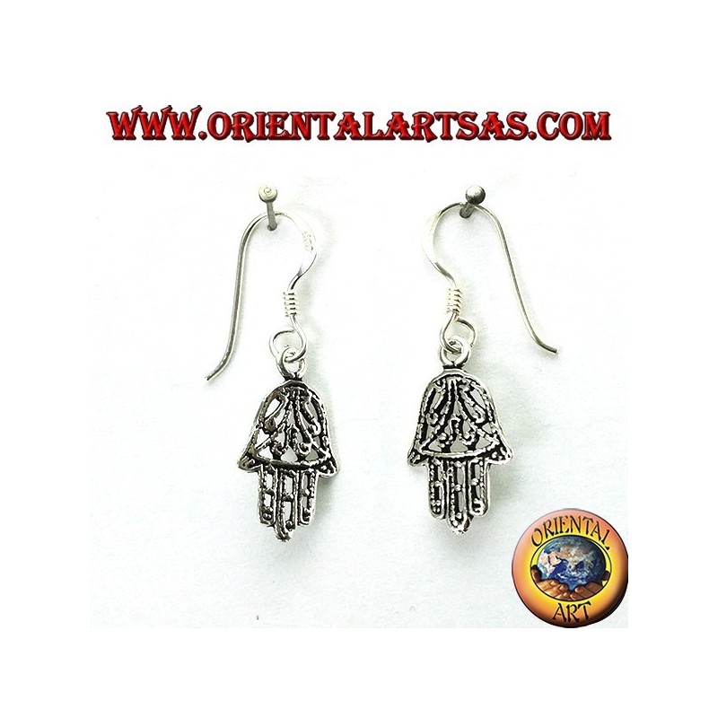 Ohrringe in 925 Silber Hand von Fatima durchbohrt klein