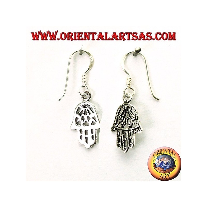 Ohrringe in 925 Silber Hand von Fatima durchbohrt klein
