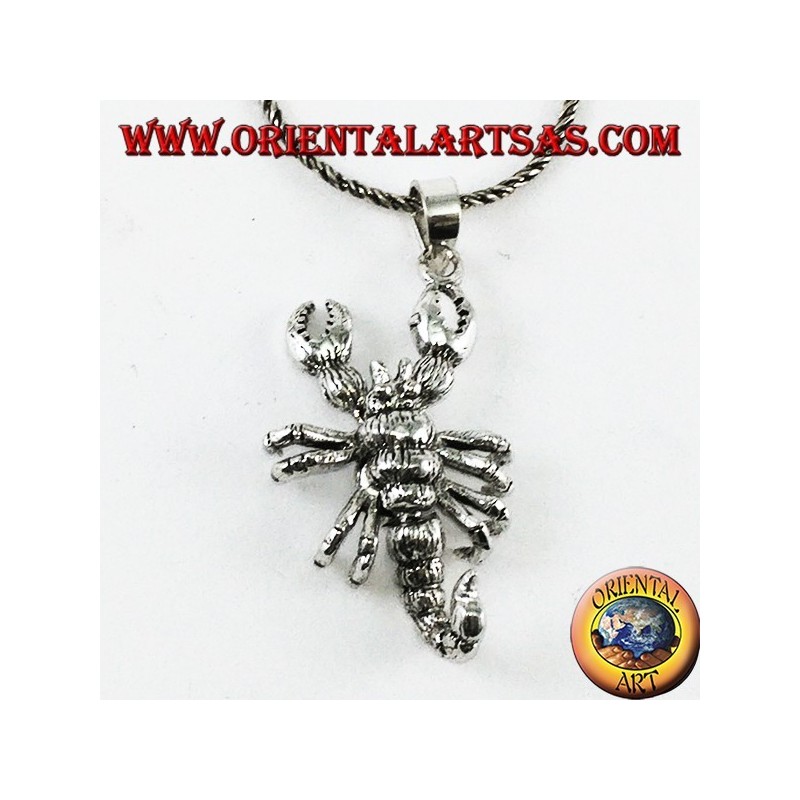 Silver pendant, scorpion with 7 moving parts. three-dimensional