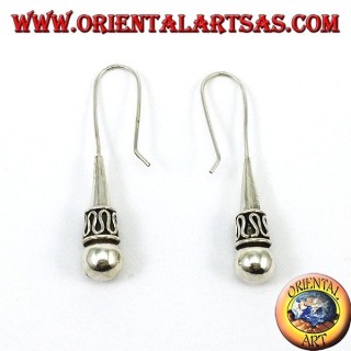 Silver earrings with a Balinese style sphere
