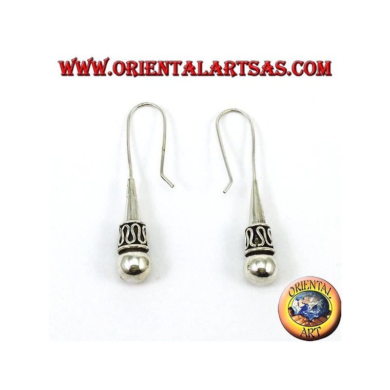 Orecchini in argento cono con sfera stile Balinese
