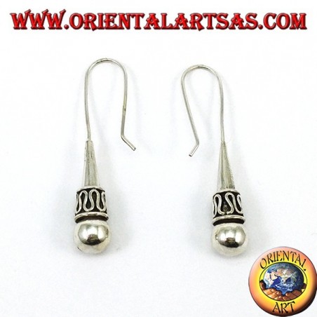 Orecchini in argento cono con sfera stile Balinese