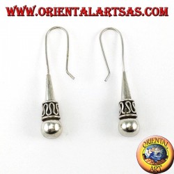 Silver earrings with a Balinese style sphere
