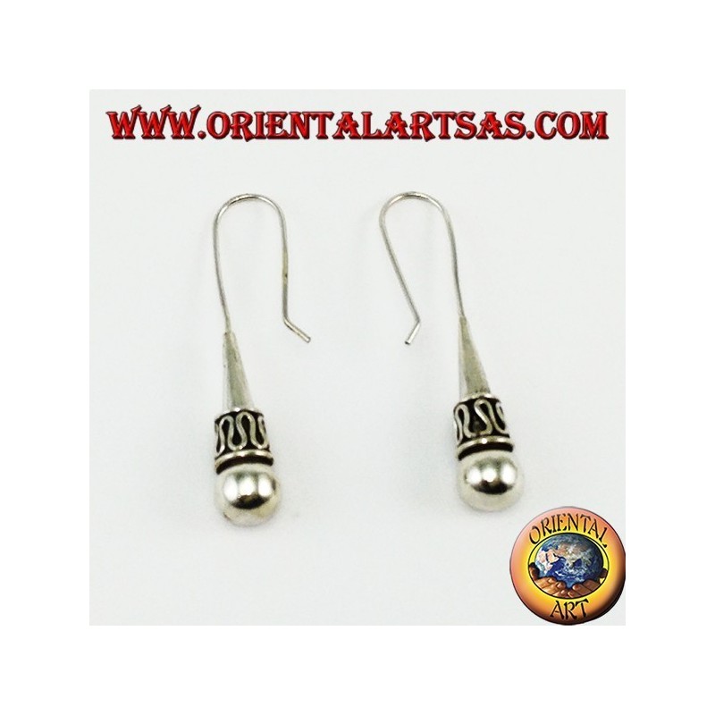 Orecchini in argento cono con sfera stile Balinese