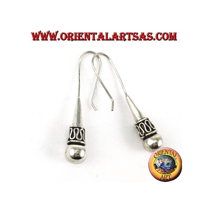 Orecchini in argento cono con sfera stile Balinese