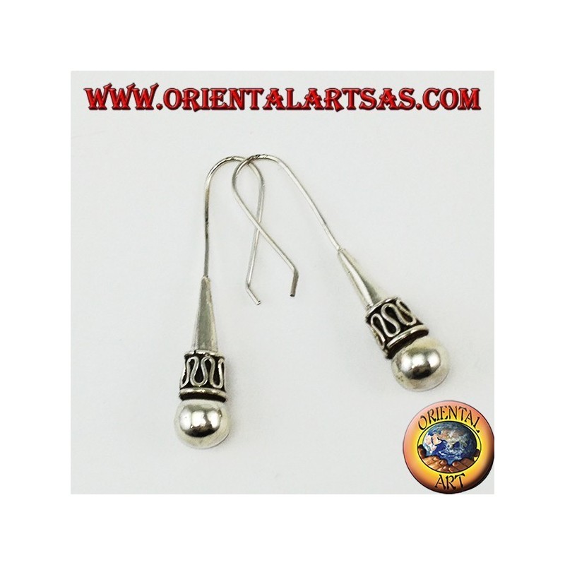 Orecchini in argento cono con sfera stile Balinese