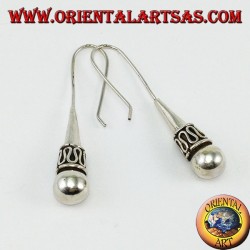 Silver earrings with a Balinese style sphere