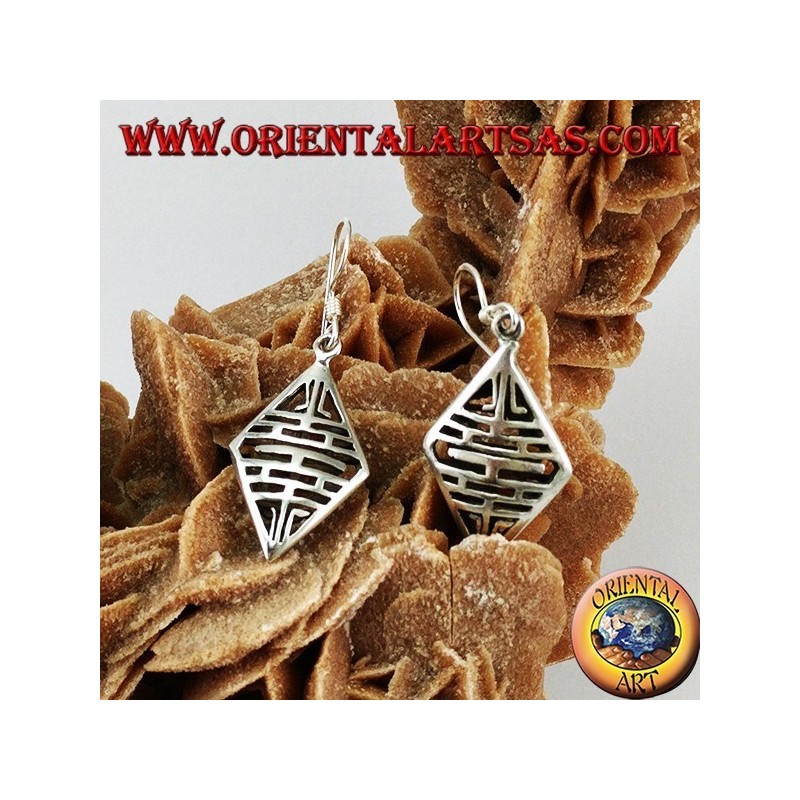 Orecchini pendenti in argento a rombo traforato