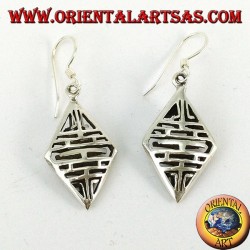 Pendientes en plata con rombo perforado