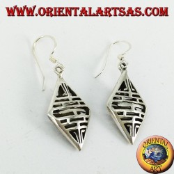 Pendientes en plata con rombo perforado