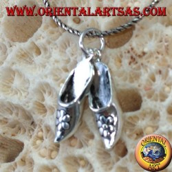 Silver pendant pair of Indian shoes with flower