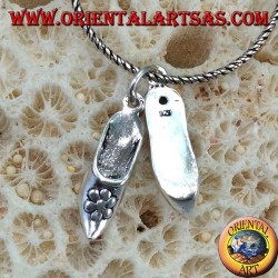 Silver pendant pair of Indian shoes with flower