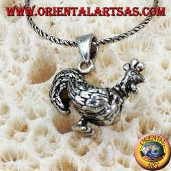Pendentif coq en argent tridimensionnel