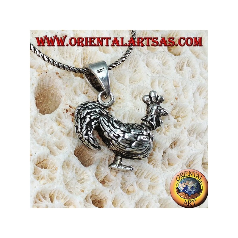 Ciondolo in argento Gallo tridimensionale