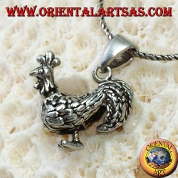 Pendentif coq en argent tridimensionnel