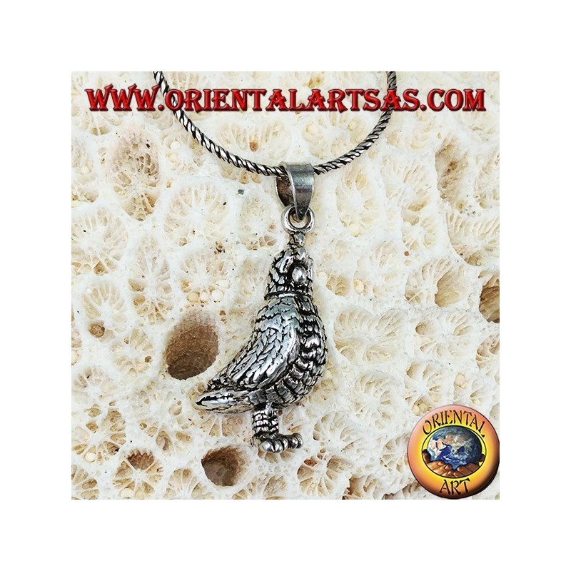 Pendentif en argent Mobile poule en trois dimensions (tourne la tête et piétine ses pieds)