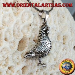 Silver pendant Mobile three-dimensional hen (turns his head and stomps his feet)