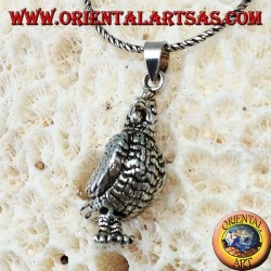 Colgante de plata Gallina tridimensional móvil (gira la cabeza y pisa los pies)