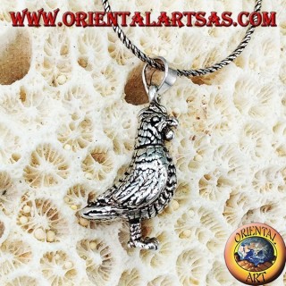 Colgante de plata Gallina tridimensional móvil (gira la cabeza y pisa los pies)