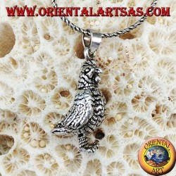 Colgante de plata Gallina tridimensional móvil (gira la cabeza y pisa los pies)