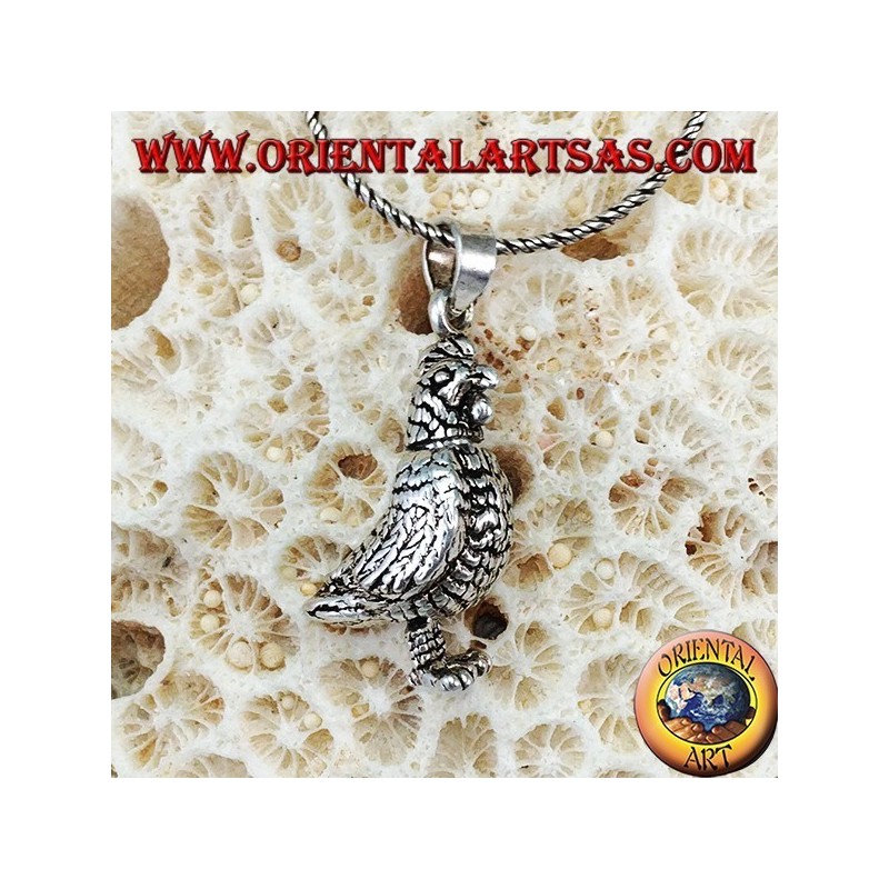 Pendentif en argent Mobile poule en trois dimensions (tourne la tête et piétine ses pieds)