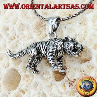 Pendant in silver three-dimensional tiger, large