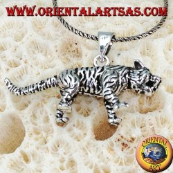 Pendant in silver three-dimensional tiger, large