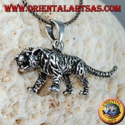Colgante en plata tridimensional tigre, grande